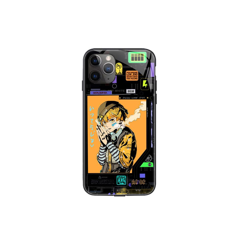 Led Phone Case For Iphone 15 With Anime Mirror Glass Design, Shockproof Tpu Cover, Flash Alerts 9771547397434