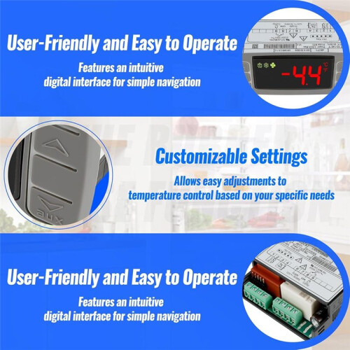 XR02CX-4N1F1 Universal Temperature Controller Replacement for 120V 50-60hz Commercial Refrigerator with Sensor Probe 1