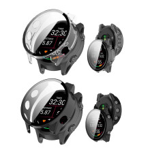 2 Pack Case 42mm for Garmin Forerunner 570 with Built in Tempered Glass, 2 in 1 HD Screen Protector Cover Black and Clear