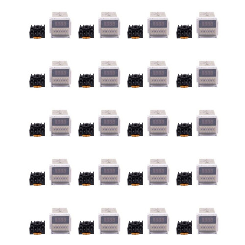 20X AC 220V 5A Programmable Double Delay Relay Device Tool DH48S-S