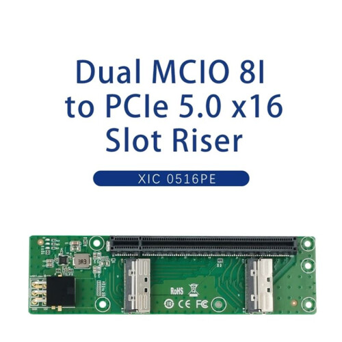 2 X Risers MCIO X8 Vers PCIe5.0 X16 XIC 0516PE 2