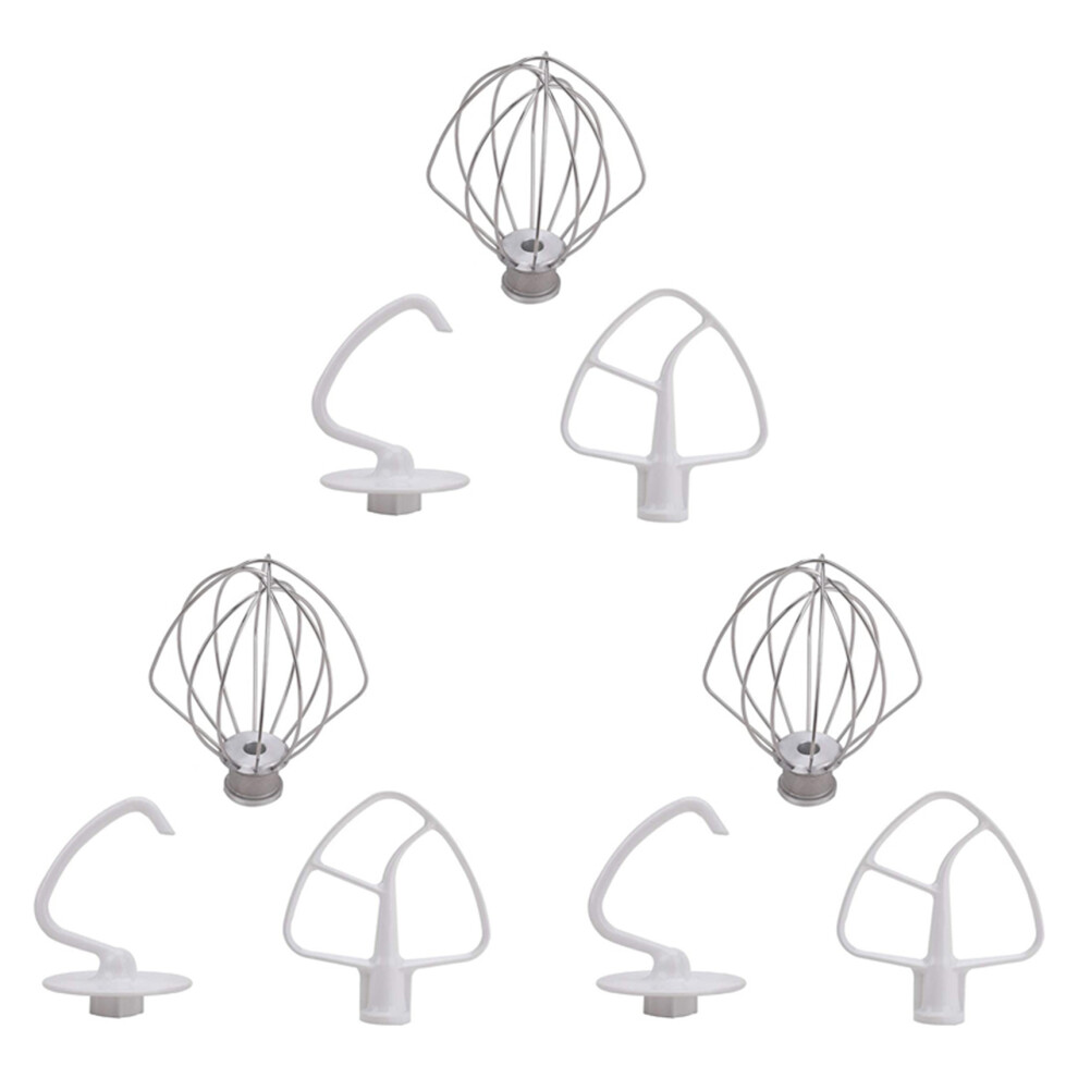 3X K45dh Dough Hook K45b Coated Flat Beater K45ww Wire Whip Fit For Stand Mixer With 4.5Qt 5 Qt Bowl For Kitchen Aid 6032117874704