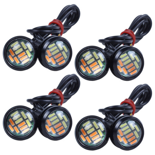 8 pezzi 12V 23mm Dual Color Switchback 4014 12 LED DRL  Eye Daytime Light
