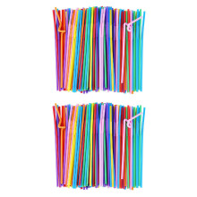 600Pcs 10.2 Inch Colorful Plastic Drinking Straws, Individually Packaged Disposable Extra Long Flexible Straws