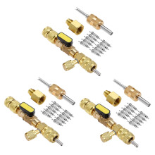 3X R410A R22 Valve Core Remover Installer Tool with Dual Size SAE 1/4 & 5/16 Port for R404A R407C R134A R12 R32 HVAC