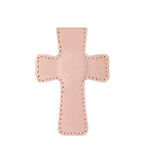Elegant Crucifix Design Leather Bookmarks Magnetic Closure-Pink