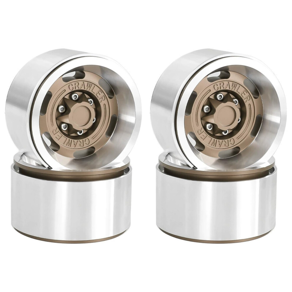 Rc Crawler Beadlock Wheels 1.9 Cncmachined Alloy Rims For Axial Scx10 Trx4 Trail Truck Bronze 9092120022940