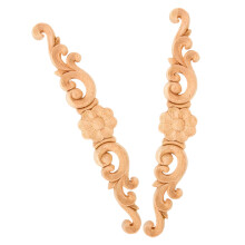 2Pcs Wood Appliques Beige Corner Moulding Decorative Furniture Onlays