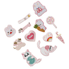 12Pcs Cartoon Animal Iron On Polyester Patches For Kids Clothing