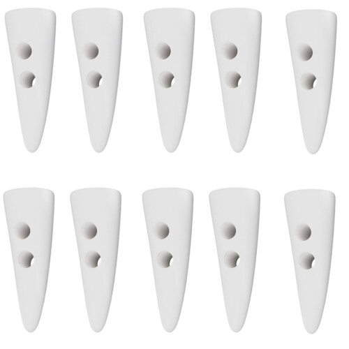 10Pcs Horn Shape Resin Buttons Double Hole Button-All white