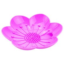 Silicone Flower Shape Soap Holder With Quick Drain For-Purple