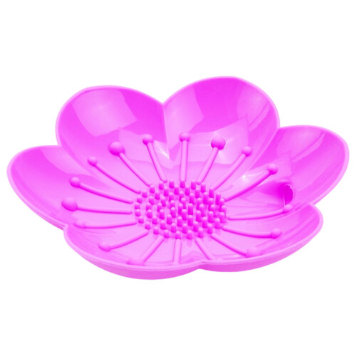 Silicone Flower Shape Soap Holder With Quick Drain For-Purple