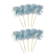 10Pcs Colorful Tinsel Wooden Cake Picks Top Decoration For-Blue