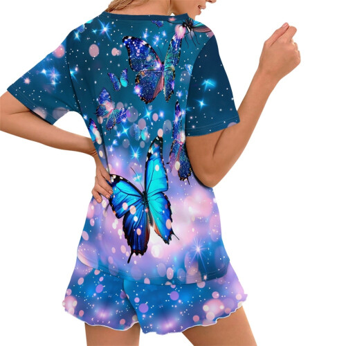 Γυναικείο σετ πιτζάμας Galaxy Butterfly (2 τεμάχια) – Μπλούζα με κοντό μανίκι και 2