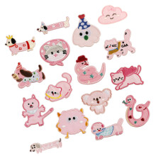 17Pcs Cartoon Animal Iron On Polyester Patches Adhesive