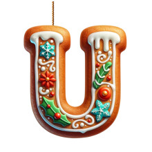 Christmas Themed Gingerbreads Letter Car Mirror Hanging-U