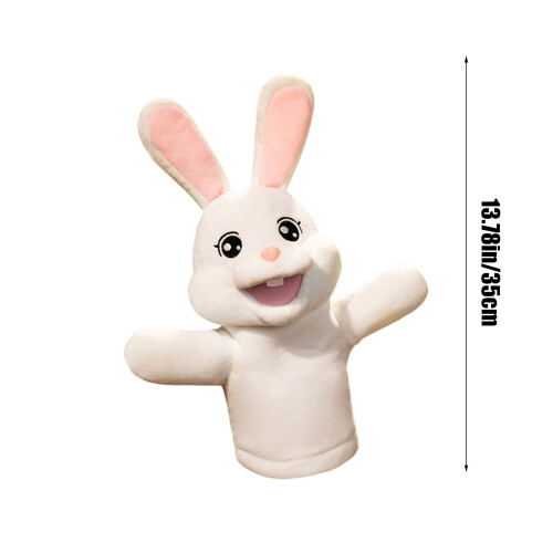 White Easter Bunny Hand Puppet with Movable Mouth 1pc 2