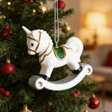 White Rocking Horse Ornament for Christmas Tree Window Car