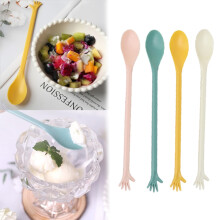 Plastic Long Handle Spoons (4pcs) for Latte, Iced Tea, Sundae, Coffee – Compatible with Tall Cups