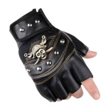 Schwarze Nietenhandschuhe, Steampunk-Gothic-Handschuhe, Punk-Kostüm-Nietenhandschuhe, Motorrad- und Autofahrhandschuhe, Kapitän-Fingerhandschuhe,