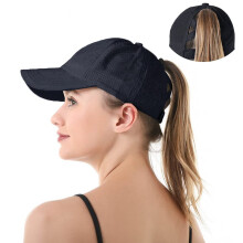 Cappellino da baseball ad asciugatura rapida per donna con coda di cavallo incrociata, chiusura regolabile, modello trucker, compatibile con sport