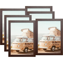8.5x11 Picture Frame Certificate Document Frame with Shatter Resistant Plexiglasss, 6 Pack Diploma Frames for Wall and Tabletop, Walnut