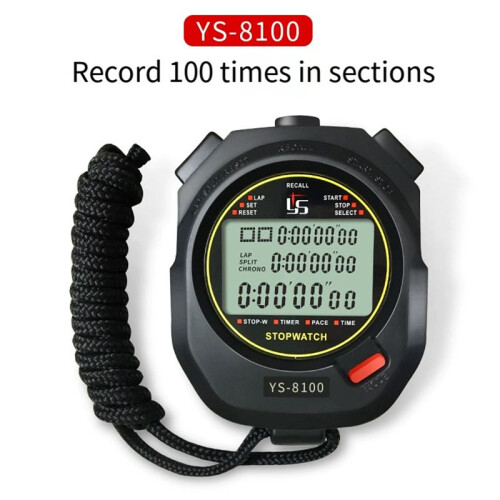 Sport Handheld Stopwatch Timer Alarm Clock Digital Stopwatch1/1000 Second Timing Electronic Chronograph Timer YS-8100 1