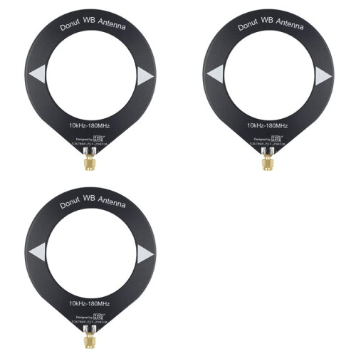 3X 10kHz-180MHz  Loop Antenna All Band Coverage Ring Donut Antenna Supports Shortwave/Medium Wave SDR Black