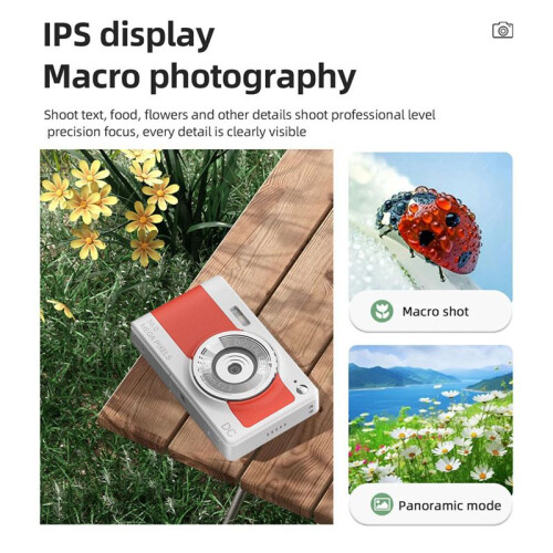 Câmera Digital 1080P Câmera de Vídeo Filmadora 56MP Tela IPS de 2,8 Polegadas Câmera com Zoom Digital de 8 X Presente para Crianças Branca 2