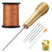 GenericLeather Tool Set Repair Kit, 3st Canvas Läder Sysyl Nålar, 50 M Nylon Sladdtråd och 2 Fingerborgsringar