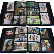 Fotoalbum met leren omslag, grote capaciteit, 4x6 fotoboek, biedt ruimte aan 600 foto's (5 per pagina), zuurvrij, PVC-vrij, transparante vakjes voor