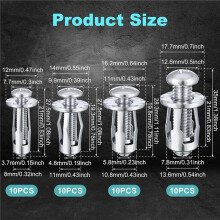 200 Pièces M 4 M5 M6 M8 Écrous à Pétales, Écrou à Vis D'Expansion, pour Mur Creux Fer Plastique PolywoodPressboard Panneau Dur Argent