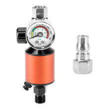 Air Compressor Regulator & Water Separator with 140 PSI Gauge - 1 -Filter, 1/4inch NPT, Push Button Drain Valve