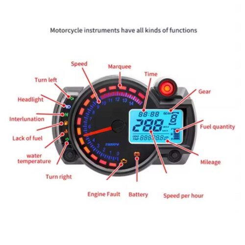 Otorcycle Modification Accessories Motorcycle Universal Instrument Waterproof LCD Digital Odometer Speedometer 1SET