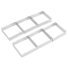 6PCS Square Stainless Steel Porous Tart Ring Bottom Tower Pie Cake Mould Baking Tools French Baking Household Tart Ring