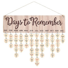 Houten Kalender Verjaardag Herinnering Muurdecoratie met Labels DIY Hangende Houten Verjaardag Herinneringskalender Thuis Muurdecoratie