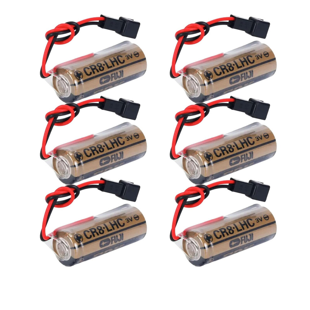 Cr8 Lithium Battery 3V 2600Mah With Plug, Longlasting Power, Nonrechargeable 6 Pack Black 9092120025538