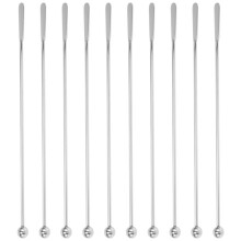 10pcs Swizzle Sticks Metal - Stainless Steel Mixing Cocktail Coffee Stirrers for Wine Juice 7.5 inch, 10Pieces Pack