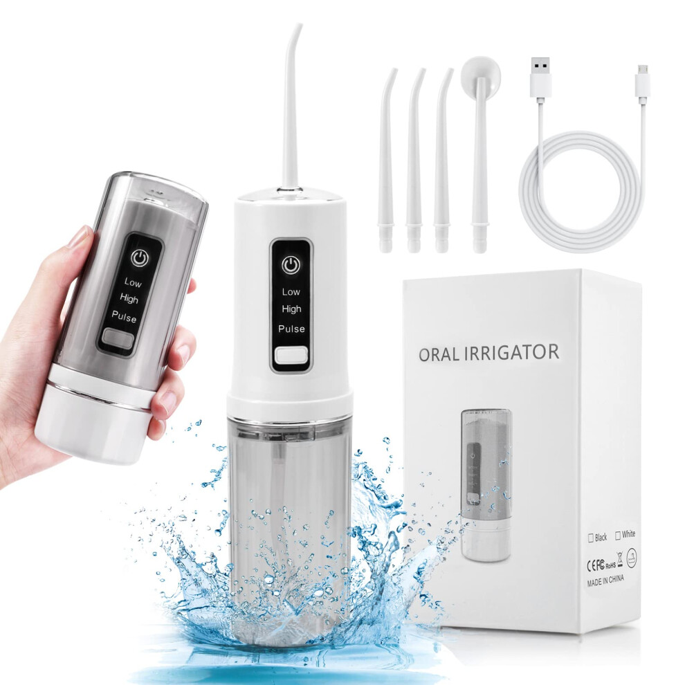 Cordless Water Flosser for Teeth Cleaning with 3 Modes and 4 Jets, Portable for Braces and Travel