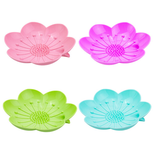 Silicone Flower Shape Soap Holder With Quick Drain For-Purple 1
