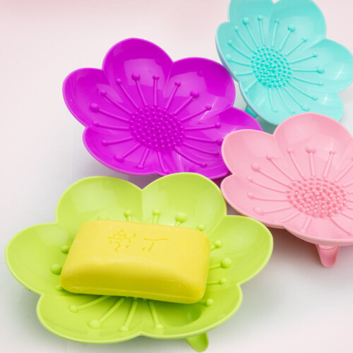 Silicone Flower Shape Soap Holder With Quick Drain For-Purple 2