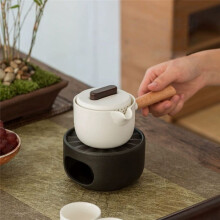 Ceramic Teapot Warmer with Spoon Coffee and Tea Warmer with Candle Hold for Heating Coffee Warmer for Teapot (Black)