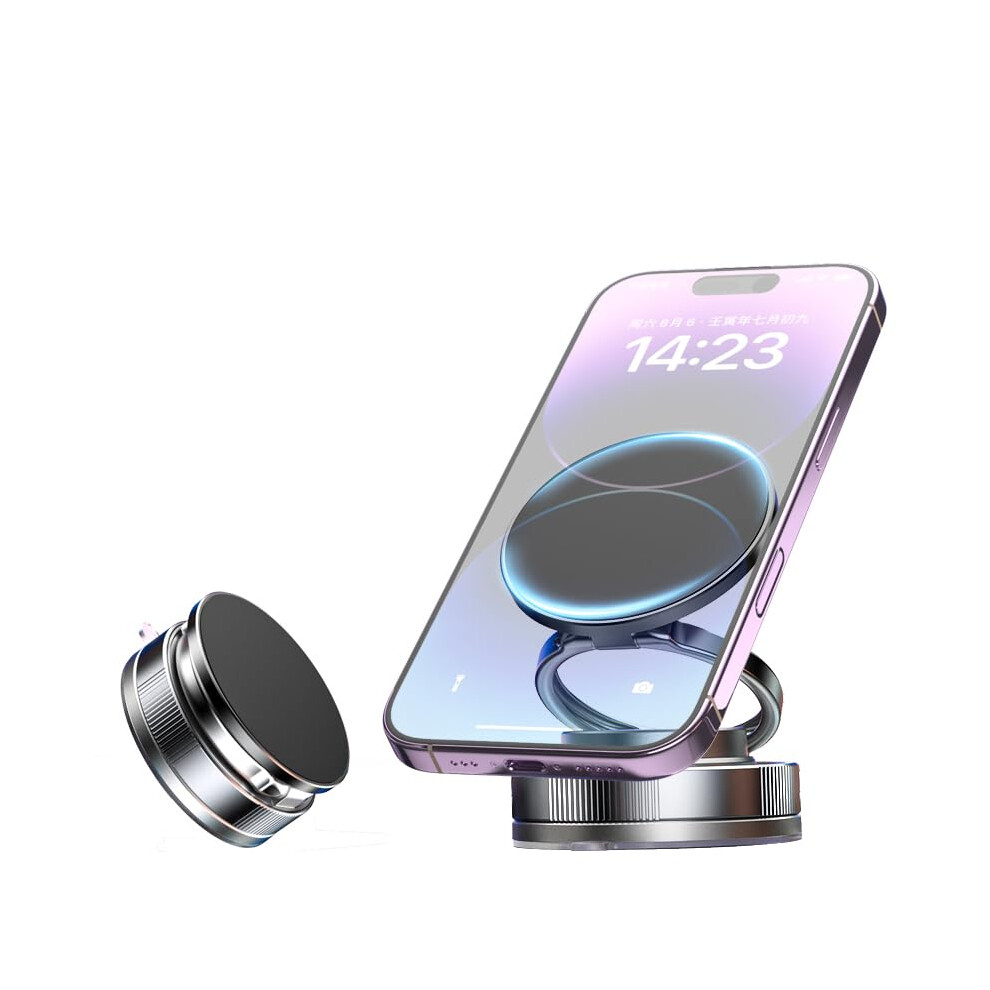 Car Phone Mount With 78+Lbs Suction And 2400Gf Magnetic Lock, 360 Rotation, Universal Fit Silver 9092120027006