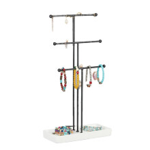 Black T-Shaped Jewelry Removable 3-Tier Bracelet Storage Rack Earrings Necklaces Rings Jewelry Stand
