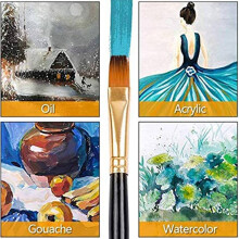 32 Pcs Paint Brushes Set 12 Sizes Painting Brush with Palette Knife, Sponge and Oil Tray for Acrylic, Watercolor