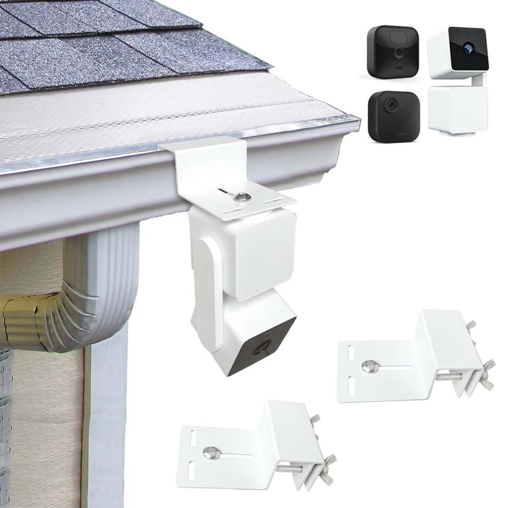 No Drill Aluminum Alloy Gutter Mount For Security Cameras, Dual Pack White, Rustresistant Clamp 9092120027709