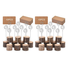 60Pc Wood Place Card Holders with Swirl Wire  Place Cards Rustic Wood Table Number Holders Stands Name Cards Holder