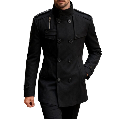 Herrefrakke med hak, knapper og lommer, moderne slim fit 1
