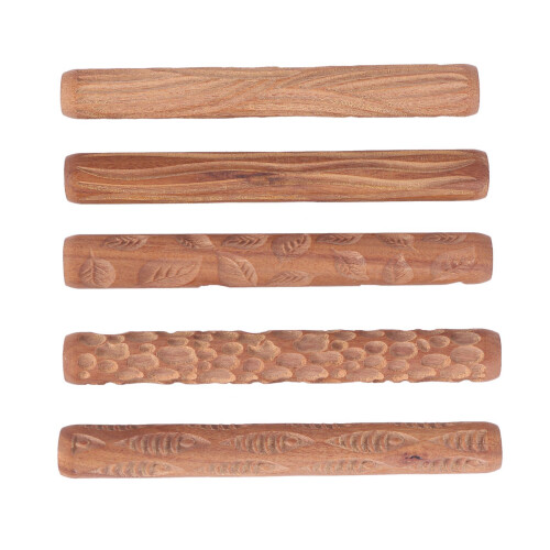 10PCS Pottery Tools Wood Hand Rollers for Clay Clay Stamp Clay Pattern Roller 2