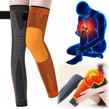Tourmaline SelfHeating Knee Compression Sleeve with Acupressure Support and Soft Cashmere Feel, M Orange